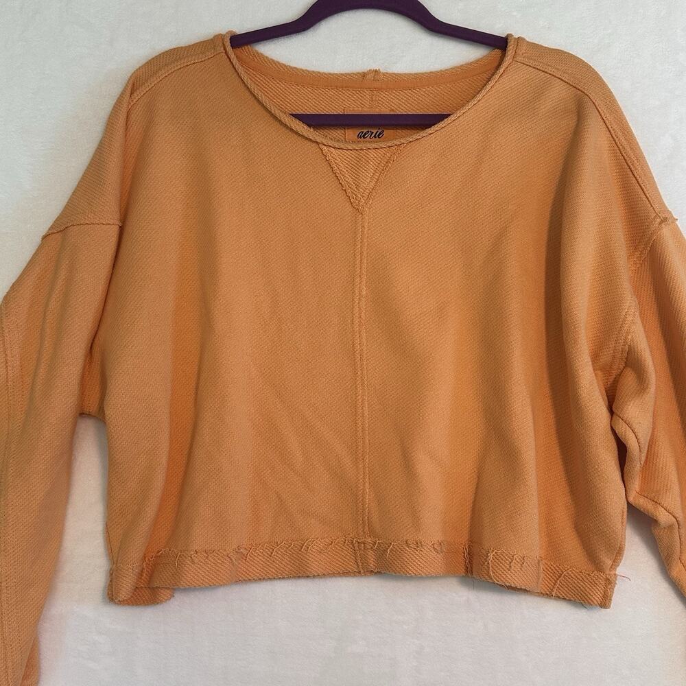Aerie Women’s M Orange Cropped Sweatshirt Oversized Cropped Boho Fall Y2K Grunge